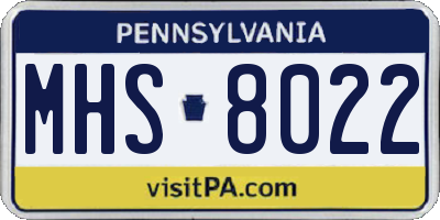 PA license plate MHS8022