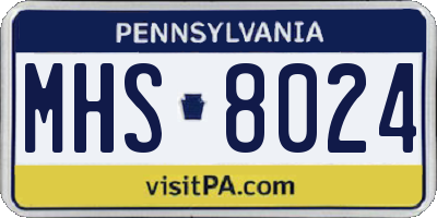 PA license plate MHS8024