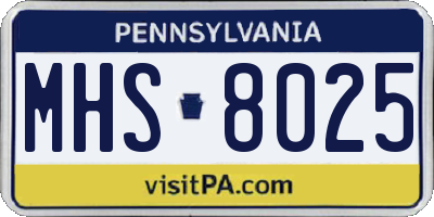 PA license plate MHS8025