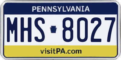 PA license plate MHS8027