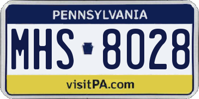 PA license plate MHS8028