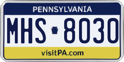 PA license plate MHS8030