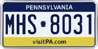 PA license plate MHS8031