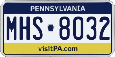 PA license plate MHS8032