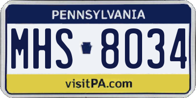 PA license plate MHS8034
