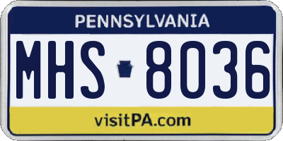 PA license plate MHS8036