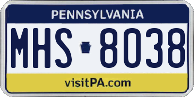 PA license plate MHS8038