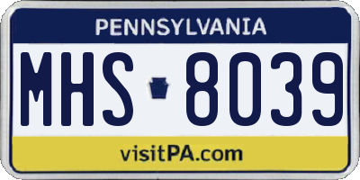PA license plate MHS8039