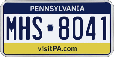 PA license plate MHS8041