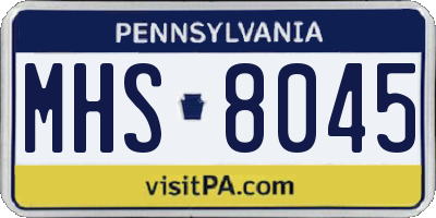 PA license plate MHS8045