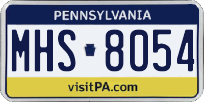 PA license plate MHS8054