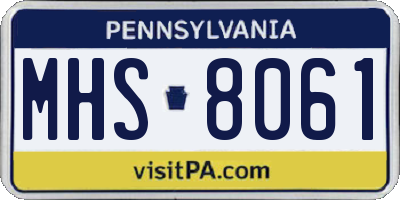 PA license plate MHS8061