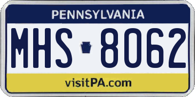 PA license plate MHS8062
