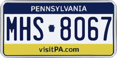 PA license plate MHS8067
