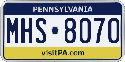 PA license plate MHS8070
