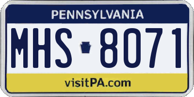 PA license plate MHS8071