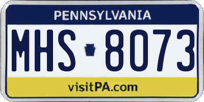 PA license plate MHS8073