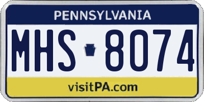 PA license plate MHS8074