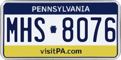 PA license plate MHS8076