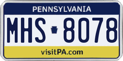 PA license plate MHS8078