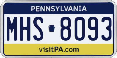 PA license plate MHS8093
