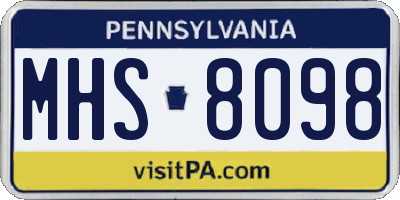 PA license plate MHS8098