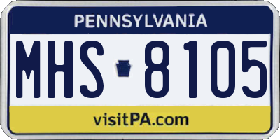 PA license plate MHS8105