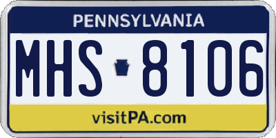 PA license plate MHS8106