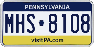PA license plate MHS8108