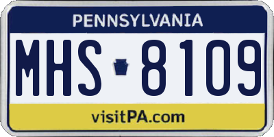 PA license plate MHS8109