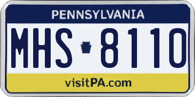 PA license plate MHS8110