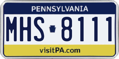 PA license plate MHS8111