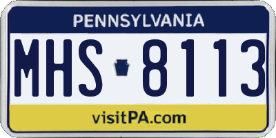 PA license plate MHS8113