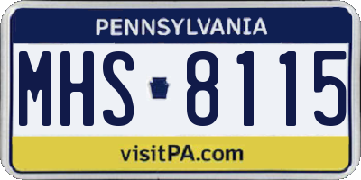 PA license plate MHS8115