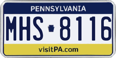 PA license plate MHS8116