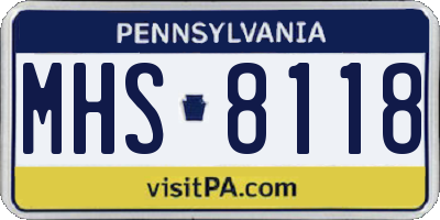 PA license plate MHS8118