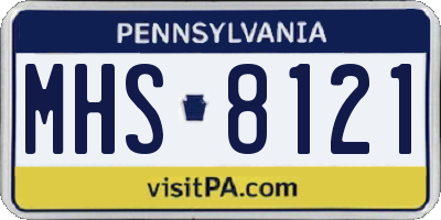 PA license plate MHS8121