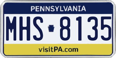 PA license plate MHS8135