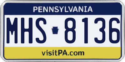 PA license plate MHS8136