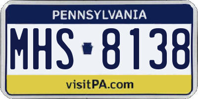 PA license plate MHS8138