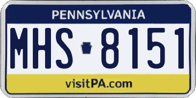 PA license plate MHS8151