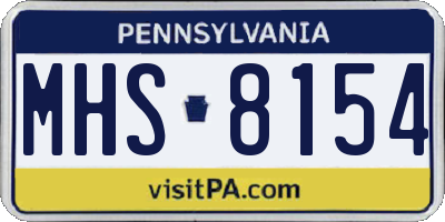 PA license plate MHS8154
