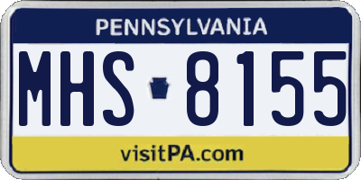 PA license plate MHS8155