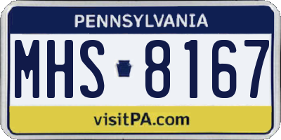 PA license plate MHS8167
