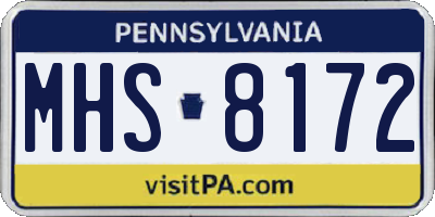 PA license plate MHS8172