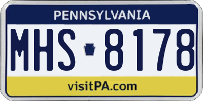 PA license plate MHS8178