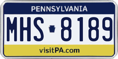 PA license plate MHS8189
