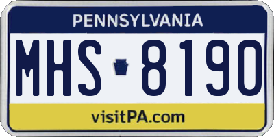 PA license plate MHS8190
