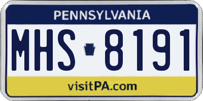 PA license plate MHS8191