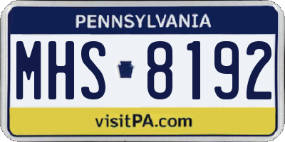 PA license plate MHS8192